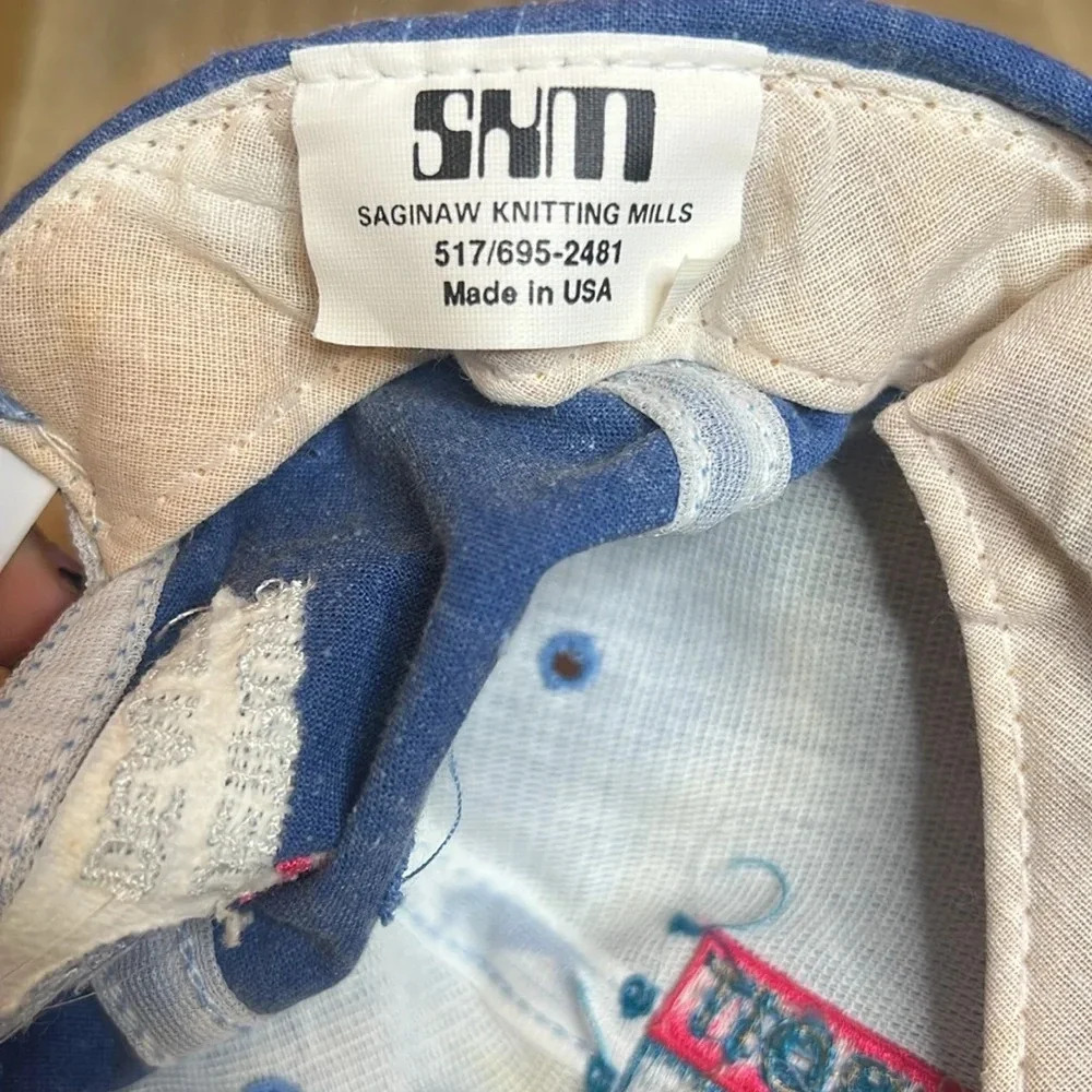 Vintage 90s Detroit Marathon Ford Snapback Hat Blue Denim Embroidered Cap USA - Picture 9 of 11
